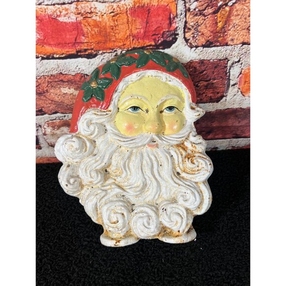 Vintage Cast Iron Santa Claus Doorstop - Hand-Painted Christmas Décor C3 - Picture 1 of 2